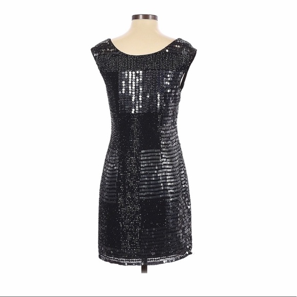 Adrianna Papell sleeveless fish scale sequins cocktail dress - Picture 2 of 8